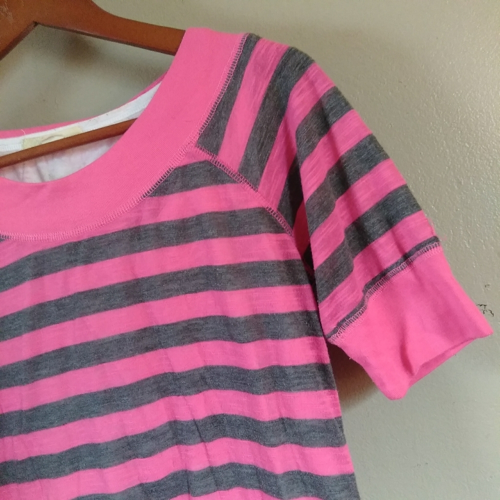 Derek Heart Pink And Grey Stripe Top